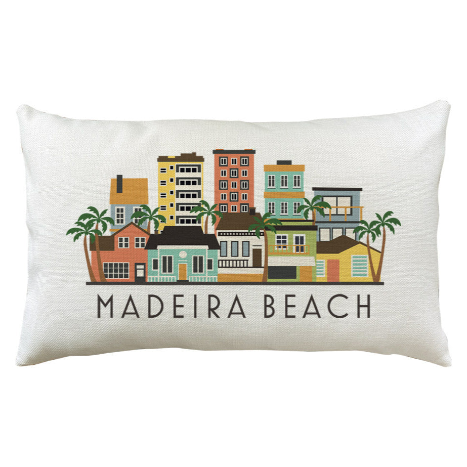 Madeira Beach Graphic Lumbar Pillow Cover | Florida Decorative Throw Pillow Cushion Sham