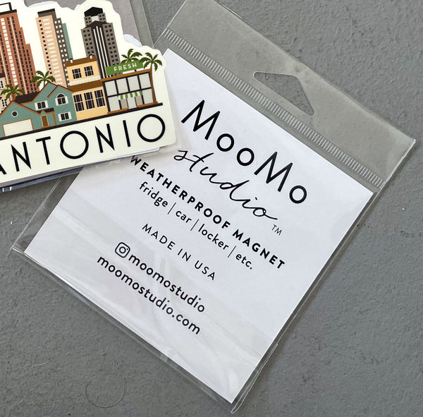 San Antonio Texas Cityscape Skyline Graphic Waterproof Magnet | Locker Decoration | Fridge Car Vinyl Magnet