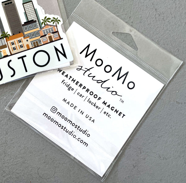 Houston Texas Cityscape Skyline Graphic Waterproof Magnet | Locker Decoration | Fridge Car Vinyl Magnet