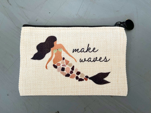 Make Waves Mermaid Flat Coin Purse Zipper Gift Credit Card Pouch