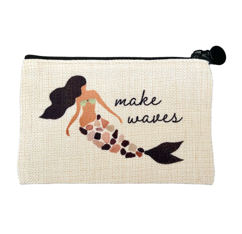 Make Waves Mermaid Flat Coin Purse Zipper Gift Credit Card Pouch