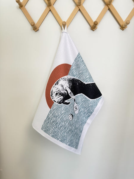 Manatee Playing Pickleball Microfiber Kitchen and Hand Towel