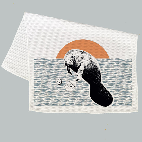 Manatee Playing Pickleball Microfiber Kitchen and Hand Towel