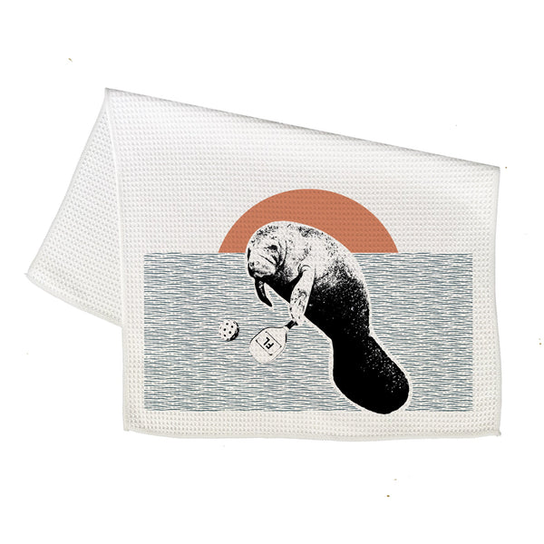 Manatee Playing Pickleball Microfiber Kitchen and Hand Towel