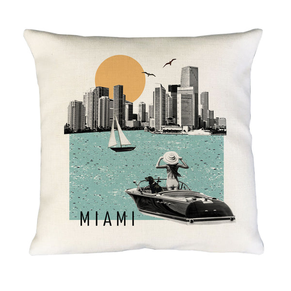 Miami Florida Photo Collage Pillow Cover Throw Pillow Cushion Sham