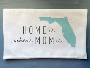 Home Is Where Mom Is Florida State Map Pillow Cover | Pin-Your-Mom's-Home Map Pillow Decorative Throw Pillow Cushion Sham