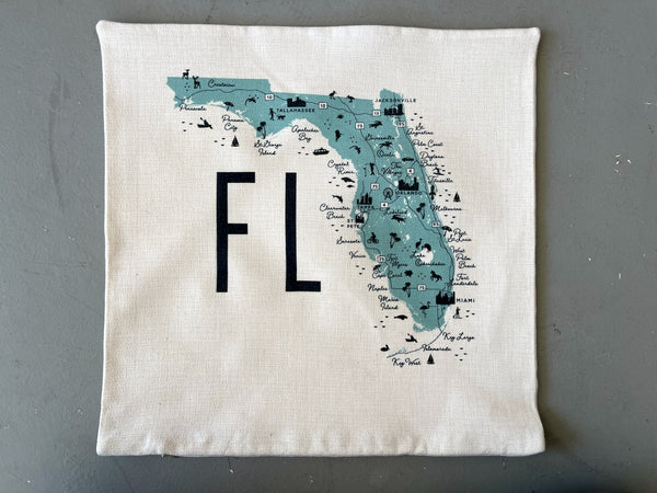 Florida State Icon Map Pillow Cover | Pin-Your-Home Pillow Cover Decorative Throw Pillow Cushion Sham