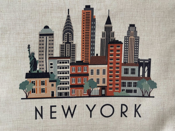 New York City Skyline Graphic Pillow Cover | NYC Decorative Throw Pillow Cushion Sham
