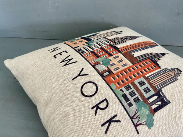 New York City Skyline Graphic Pillow Cover | NYC Decorative Throw Pillow Cushion Sham