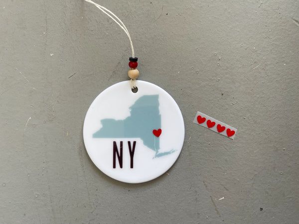 New York Map Ornament | Mark Your Home | NY State Tree Decoration | Christmas Xmas Holiday Ornament
