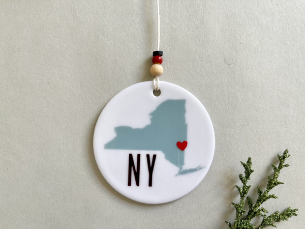 New York Map Ornament | Mark Your Home | NY State Tree Decoration | Christmas Xmas Holiday Ornament