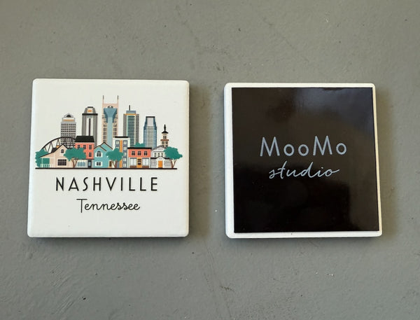 Nashville Tennessee Illustrated Skyline Ceramic Fridge Magnet