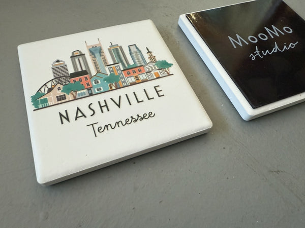 Nashville Tennessee Illustrated Skyline Ceramic Fridge Magnet
