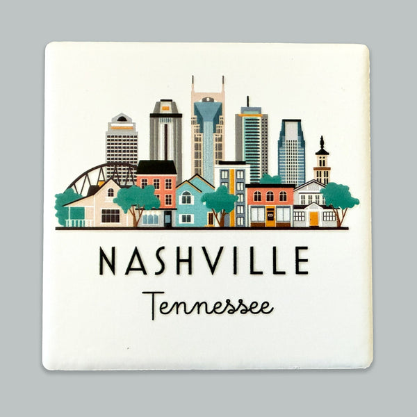 Nashville Tennessee Illustrated Skyline Ceramic Fridge Magnet