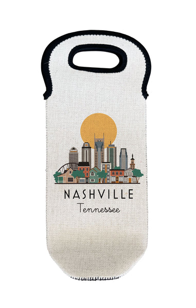 Nashville Tennessee Skyline Wine Carrier Bottle Tote Holder