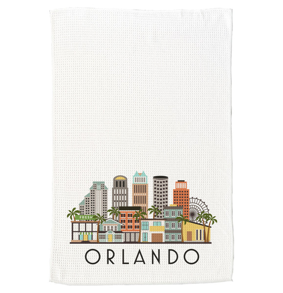 Orlando Florida Cityscape Skyline Graphic Microfiber Kitchen Towel Graphic Print