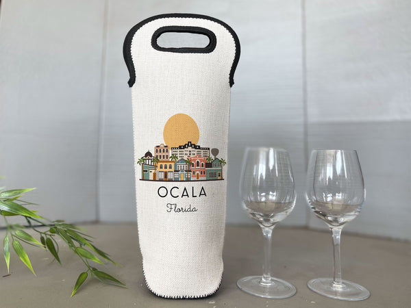 Ocala Florida Skyline Wine Carrier Bottle Tote