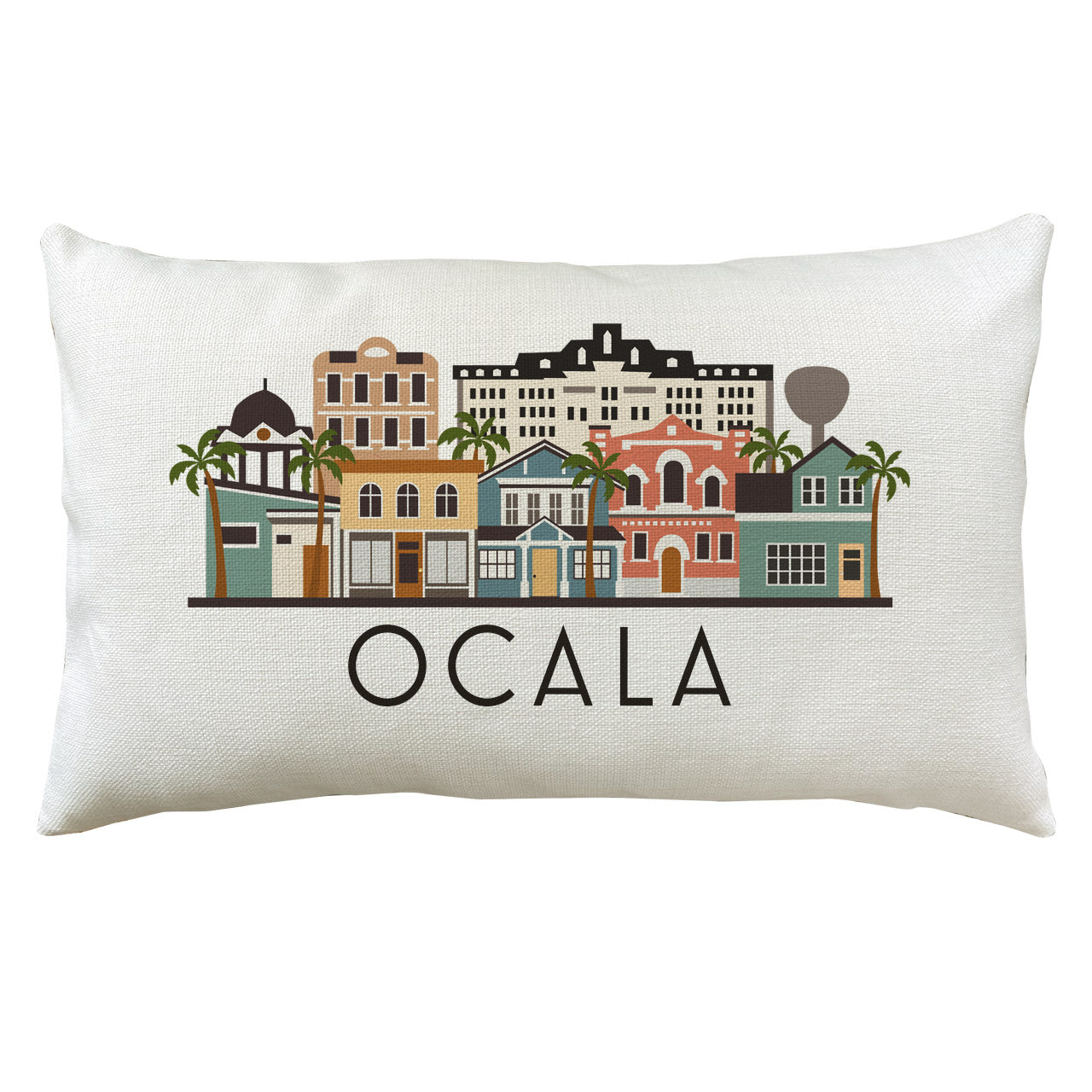 Ocala Florida Graphic Lumbar Pillow Cover | Throw Pillow Cushion Sham