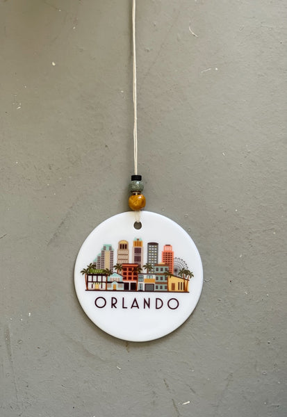 Orlando Florida Skyline Graphic Ornament | City Scene Tree Decoration | Christmas Xmas Holiday Ornament