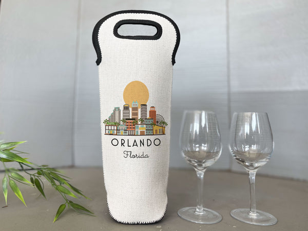 Orlando Florida Skyline Wine Carrier Bottle Tote Cooler