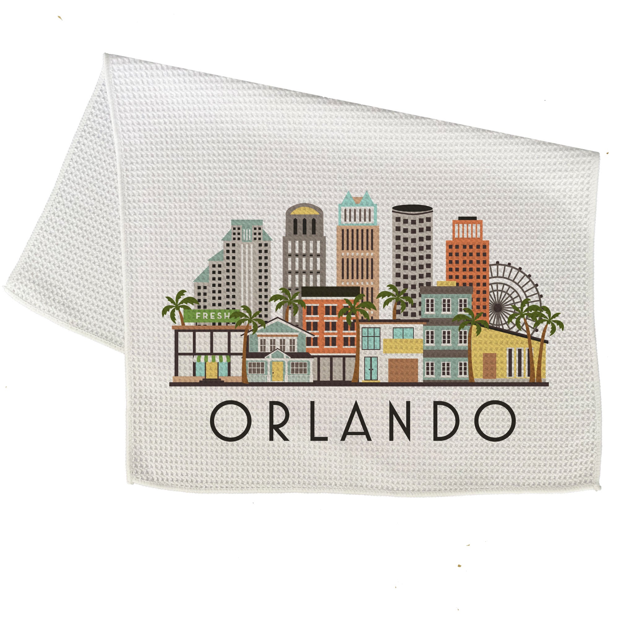 Orlando Florida Cityscape Skyline Graphic Microfiber Kitchen Towel Graphic Print