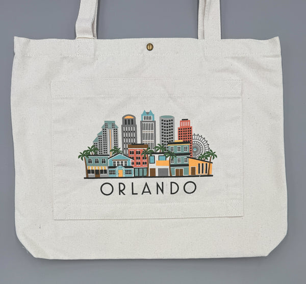 Orlando Florida Skyline Double Pocket Tote Bag
