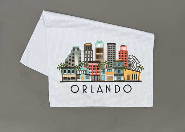 Orlando Florida Skyline Microfiber Kitchen and Hand Tea Towel
