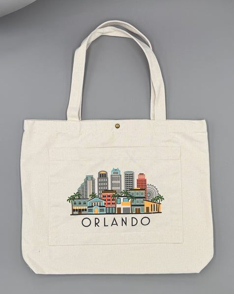 Orlando Florida Skyline Double Pocket Tote Bag