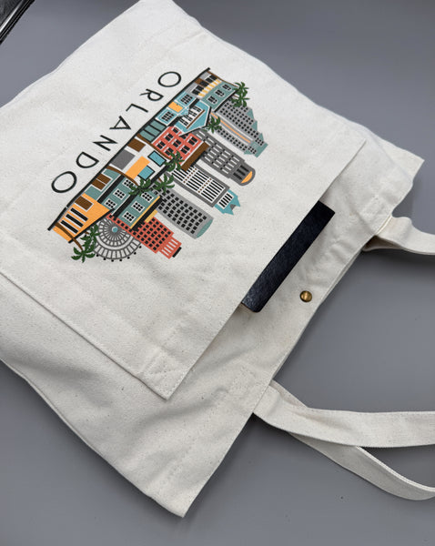 Orlando Florida Skyline Double Pocket Tote Bag