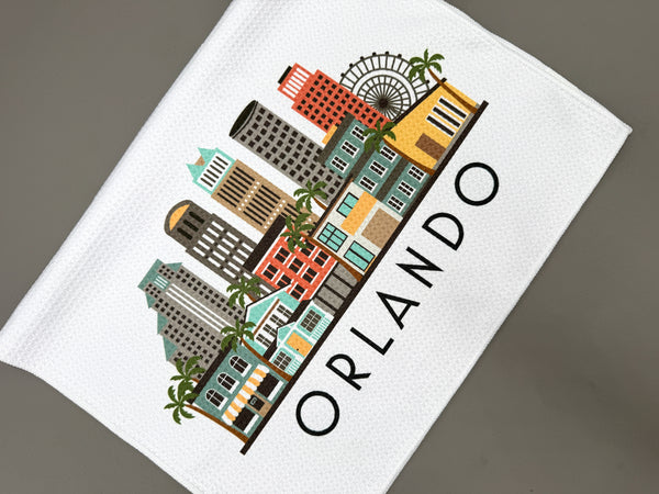 Orlando Florida Skyline Microfiber Kitchen and Hand Tea Towel