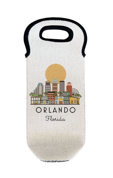 Orlando Florida Skyline Wine Carrier Bottle Tote Cooler