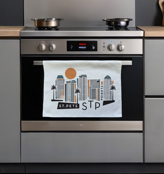 St. Petersburg Florida Geometric Skyline Microfiber Kitchen and Hand Towel