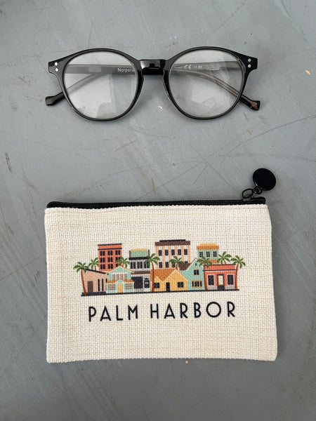 Palm Harbor Florida Cityscape Graphic Skyline Flat Coin Purse Zipper Gift Credit Card Pouch