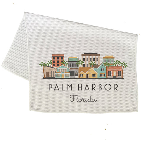 Palm Harbor Florida Skyline Graphic Microfiber Kitchen Towel Graphic Print