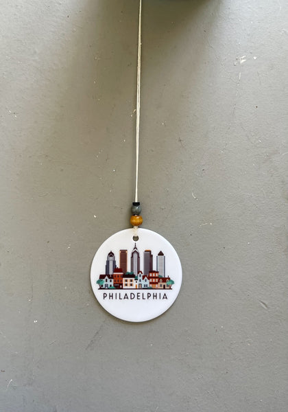 Philadelphia, Pennsylvania Skyline Graphic Ornament | Philly City Scene Tree Decoration | Christmas Xmas Holiday Ornament