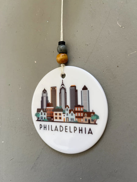 Philadelphia, Pennsylvania Skyline Graphic Ornament | Philly City Scene Tree Decoration | Christmas Xmas Holiday Ornament