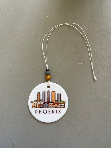 Phoenix Arizona Skyline Graphic Ornament | PHX City Scene Tree Decoration | Christmas Xmas Holiday Ornament