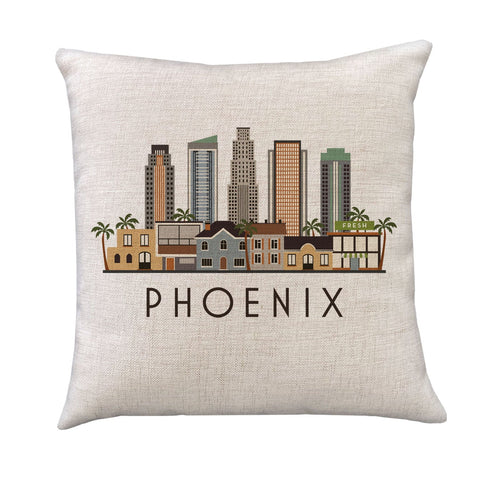 Phoenix Arizona Skyline Graphic Pillow Cover | PHX Decorative Throw Pillow Cushion Sham