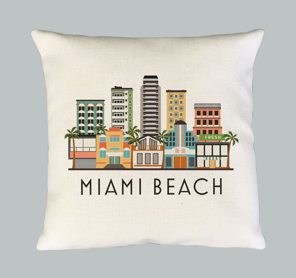 Miami Beach Faux Linen Pillow Cover Cushion Sham