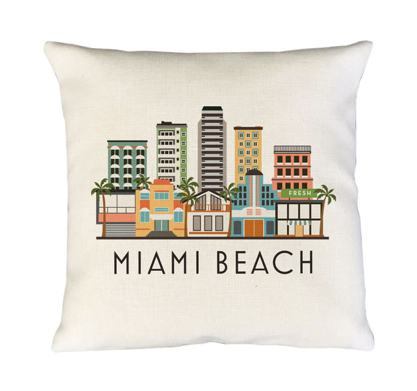 Miami Beach Faux Linen Pillow Cover Cushion Sham
