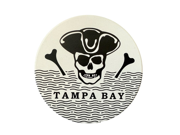 Tampa Bay Pirate Absorbent Flat Ceramic Coaster with Cork Backing