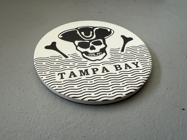 Tampa Bay Pirate Absorbent Flat Ceramic Coaster with Cork Backing