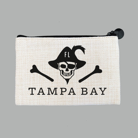 Tampa Bay Pirate Gasparilla Flat Coin Purse Zipper Gift Credit Card Pouch