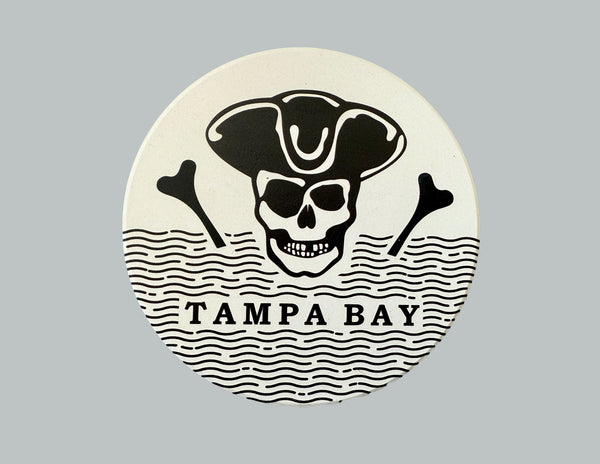 Tampa Bay Pirate Absorbent Flat Ceramic Coaster with Cork Backing
