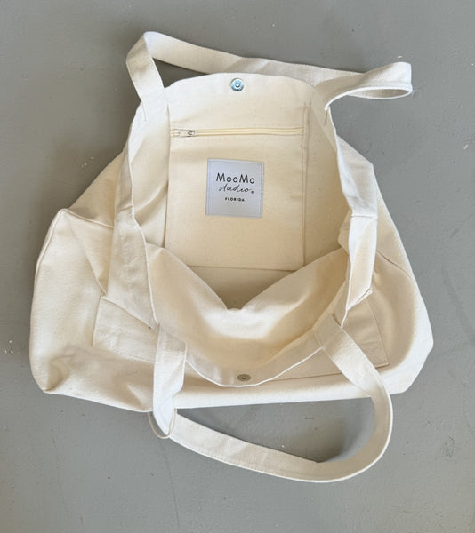 Tampa Florida Skyline Graphic Pocket Tote Bag | TPA Shopping Tote Beach Bag