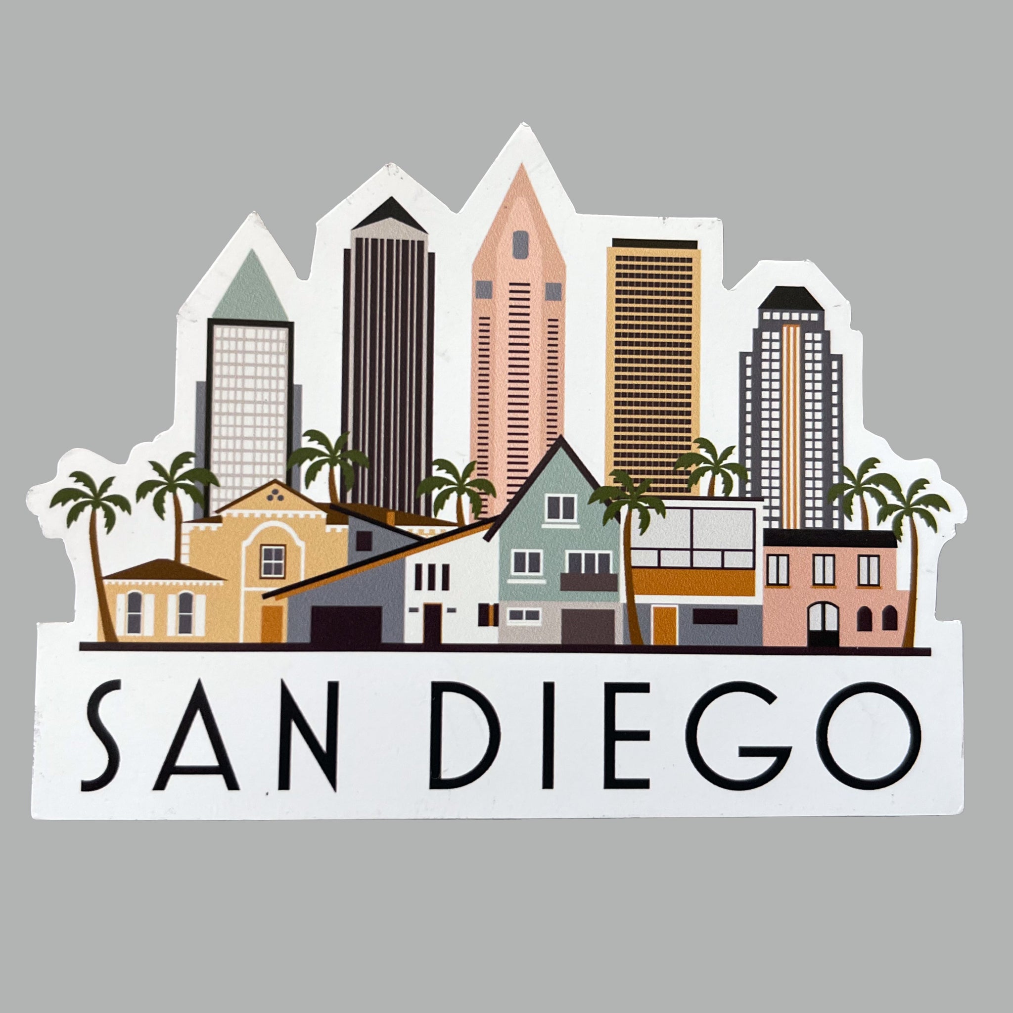 San Diego California Cityscape Skyline Graphic Waterproof Magnet | Locker Decoration | Fridge Car Vinyl Magnet