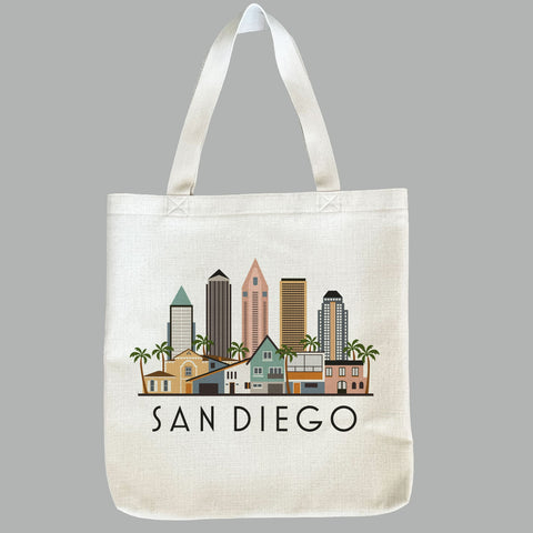 San Diego California City Skyline Tote Bag | Shopping Tote Beach Bag