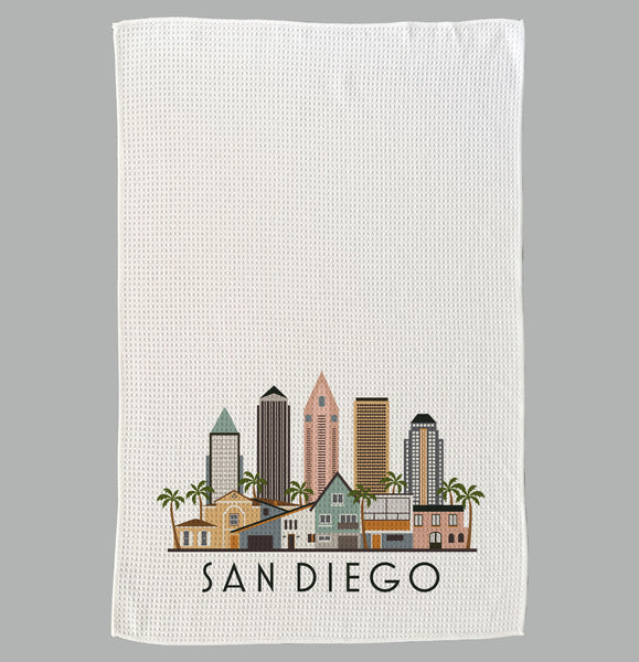 San Diego Cityscape Skyline Graphic Microfiber Kitchen Towel Graphic Print