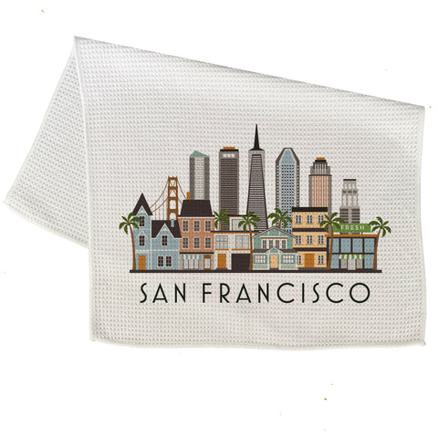 San Francisco Cityscape Skyline Graphic Microfiber Kitchen Towel Graphic Print