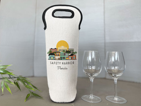 Safety Harbor Florida Skyline Wine Carrier Bottle Holder Tote